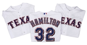 Lot of (3)Josh Hamilton Signed and Inscribed 4 HR Texas Rangers Home Jersey (MLB Auth)